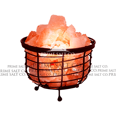 Himalayan Salt Bowl Iron Basket Lamp