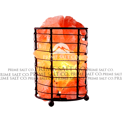 Himalayan Salt Cylinder Iron Basket Lamp