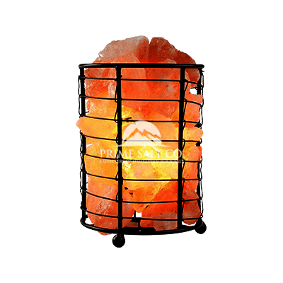 Himalayan Rock Salt Iron Basket Lamp